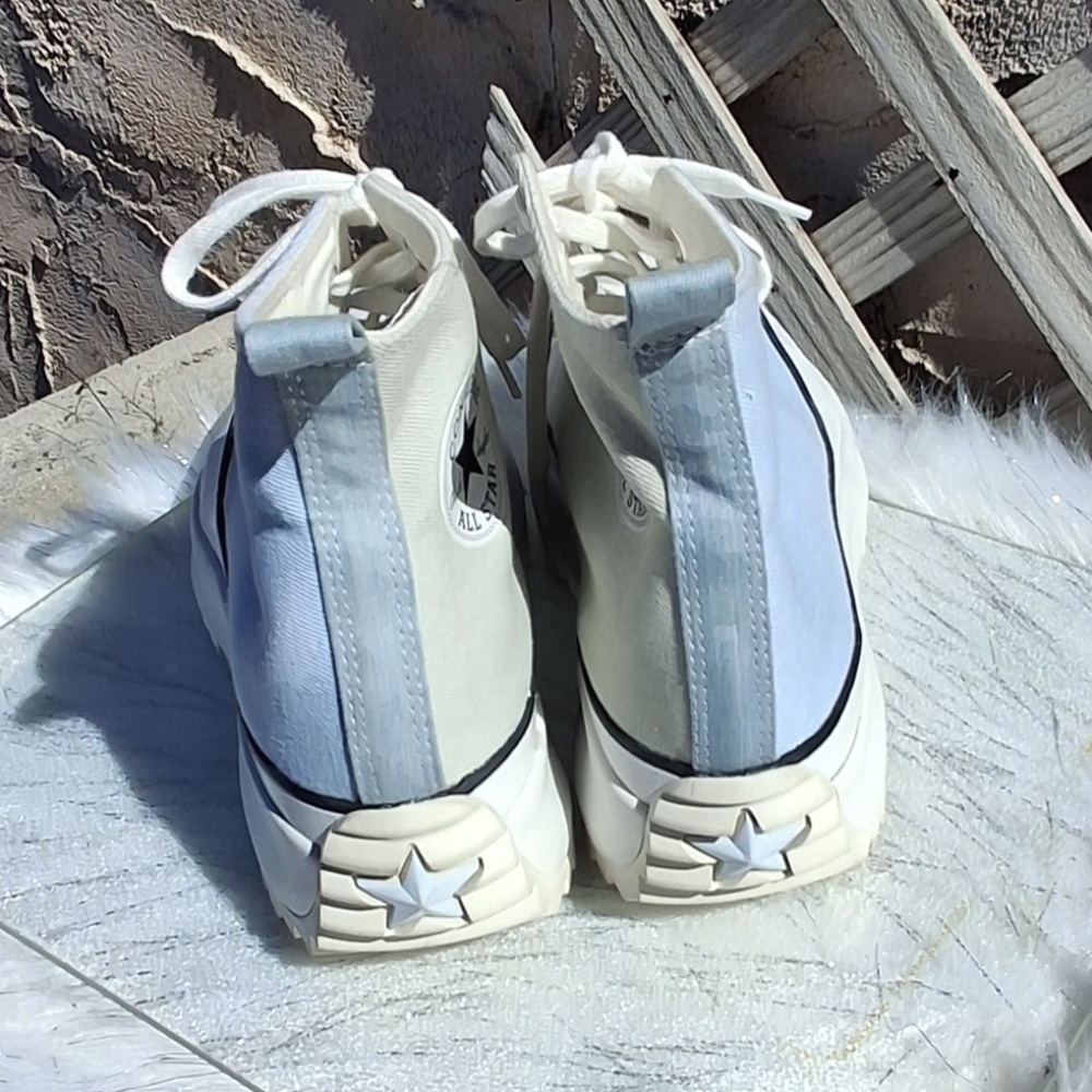 Converse Run Star Hike Hi Two-Tone Blue Gray Denim Shoes Unisex Men 9.5 Women 11 - Picture 8 of 15